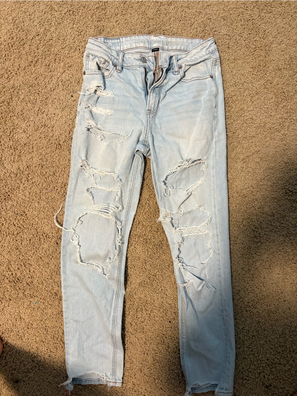 American Eagle Outfitters Light Blue Distressed Skinny Jeans